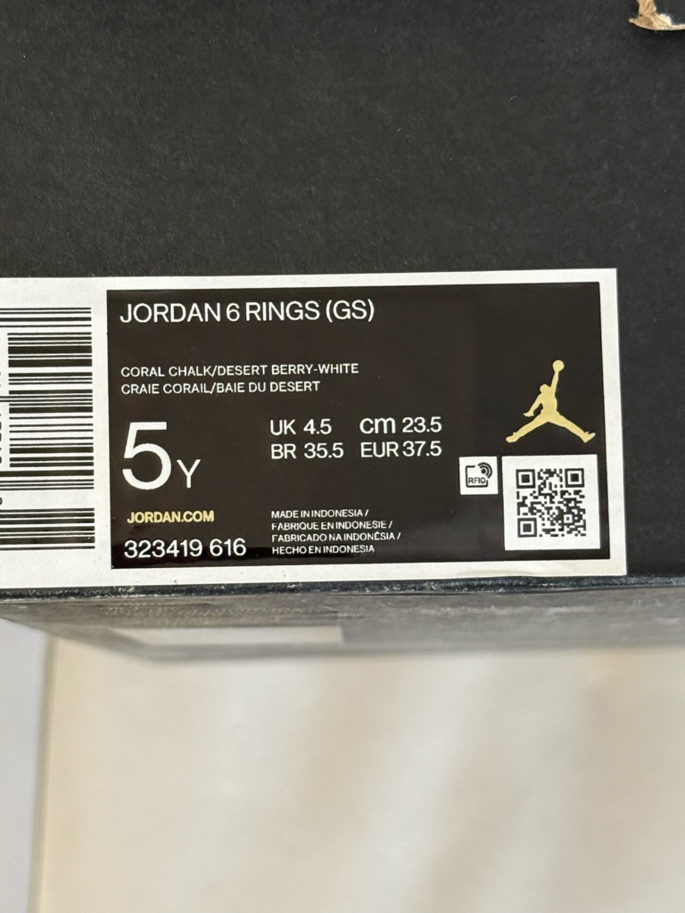 Nike Air Jordan 6 Rings GS Coral Chalk Desert Berry White Size 5Y Girls w/box - Picture 11 of 16